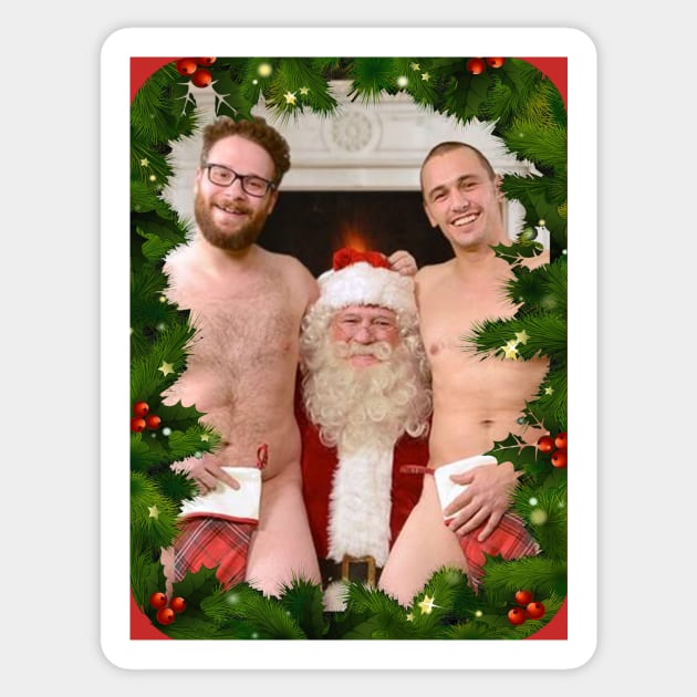 Merry Christmas From Seth and James Sticker by StaticW0lf